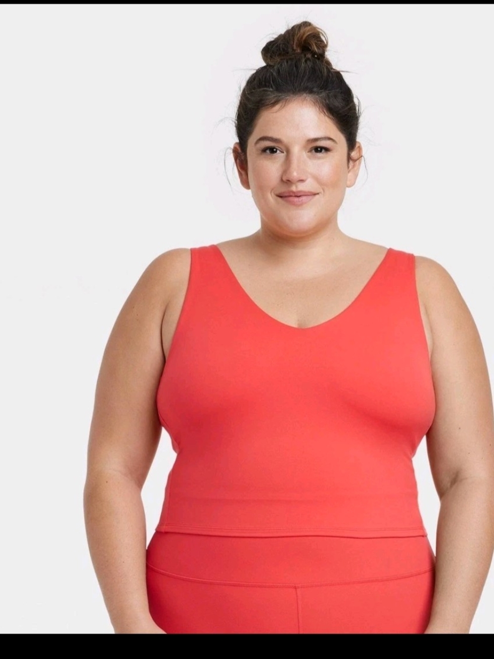 All In Motion Women's Flex Light Support V-Neck Cropped Red Sports Bra Size 4X
